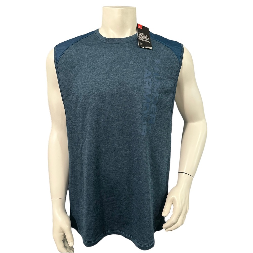 Under Armour Men’s Tank Top Nylon Shoulders Blue Logo Athletic Size XL New